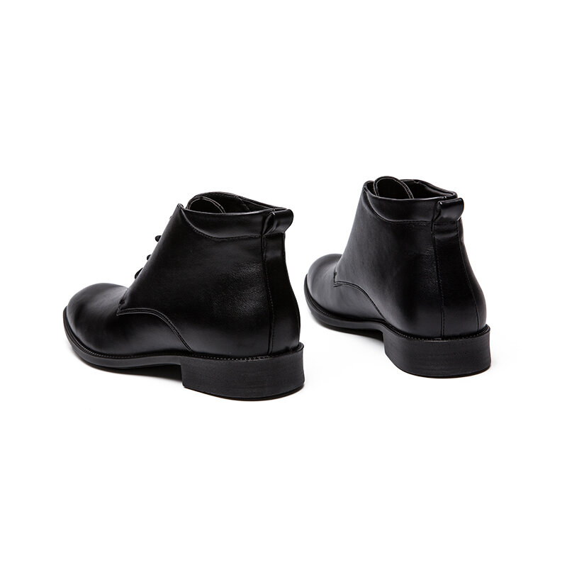 XL Men's High-Top Ankle Boots Ultralight Casual Business Leather Shoes Trendy Pointed Toe Boots Lace-up Black Formal Men's Shoes