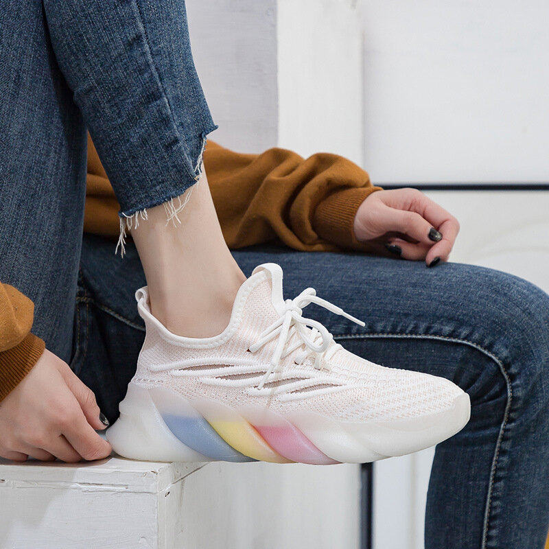2021 scarpe da corsa estive per donna Sneakers da Jogging in Mesh leggero colori caramelle scarpe sportive vulcanizzate da donna Casual camminate