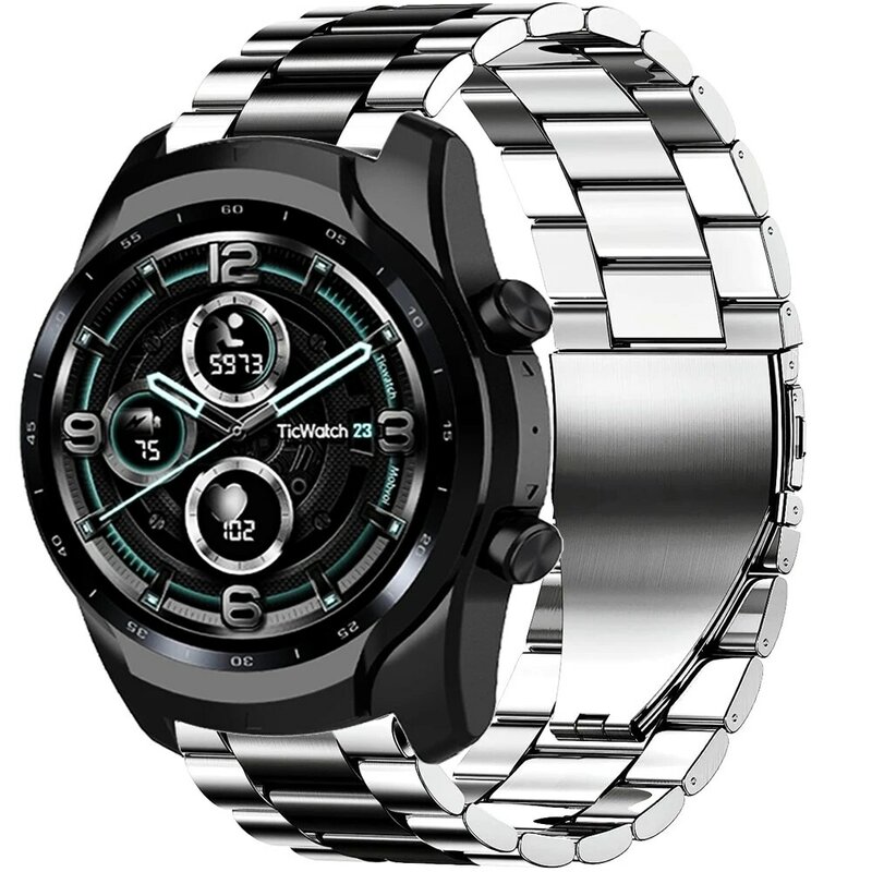 Металлический ремешок для часов Ticwatch 2/E/C2/GTH, роскошный браслет из нержавеющей стали для Ticwatch Pro 3 GPS/LTE 2020 GTX E2 S2 band