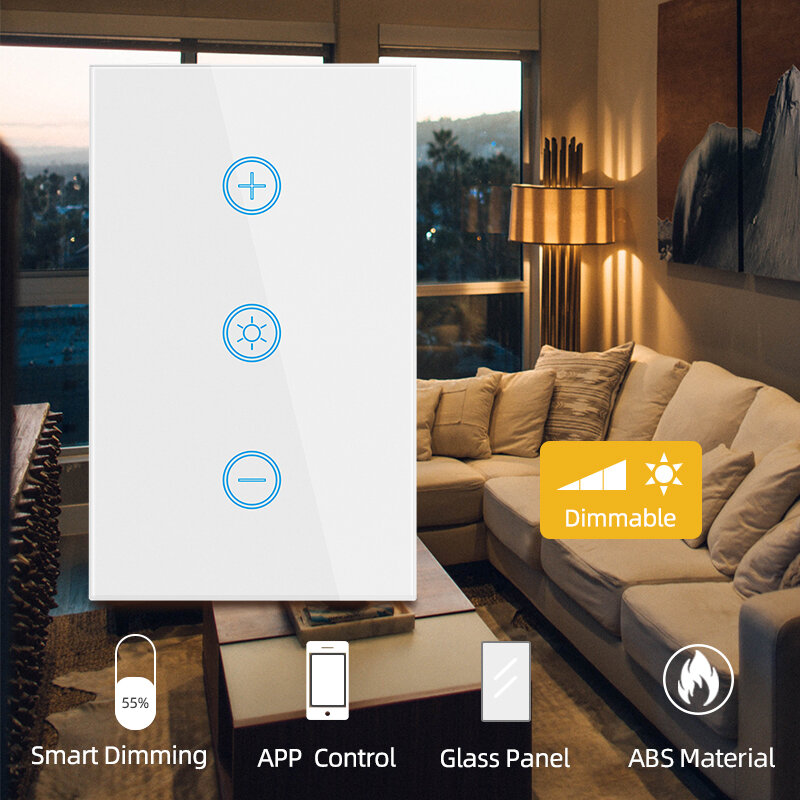 Lonsonho Tuya Wireless Smart Wifi Led Dimmer Switch US Touch Light Dimmers Works With Alexa Google Home Smartlife