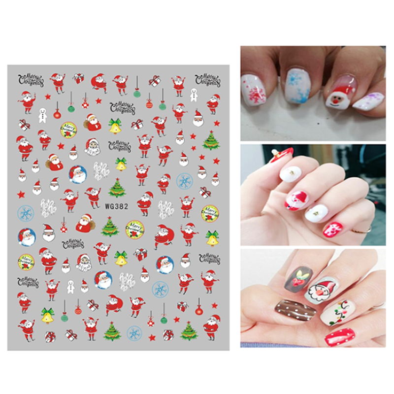 1 pz serie di cartoni animati di natale adesivo per Nail Art babbo natale fiocco di neve fai da te autoadesivo adesivo per Nail Art Slider