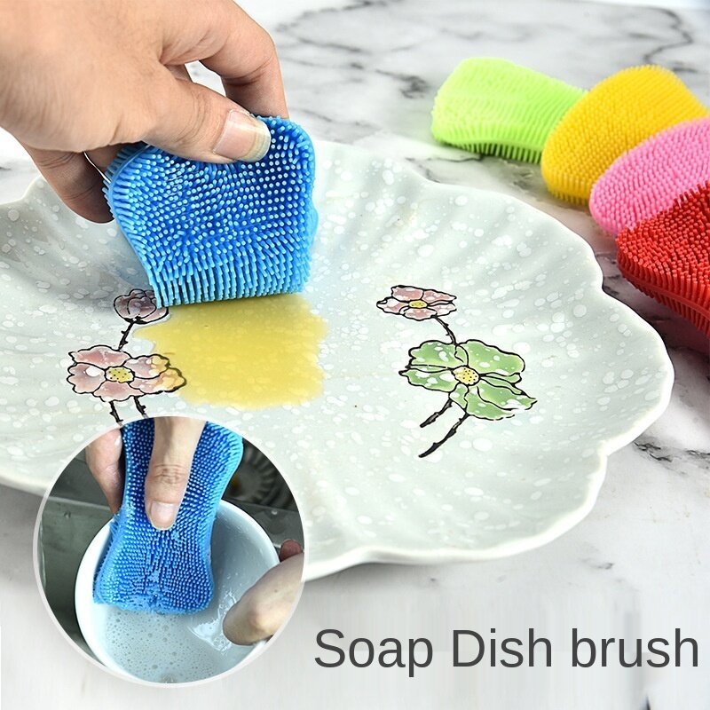 Cepillo de limpieza de cocina, herramienta suave para lavar platos, frutas y verduras, sartén, esponja, estropajo, almohadillas, 1 ud.
