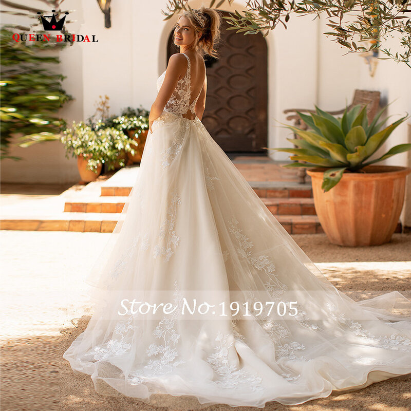 Vestido de novia Formal largo hasta el suelo, tul, apliques de encaje, nuevo diseño, DS53, 2023