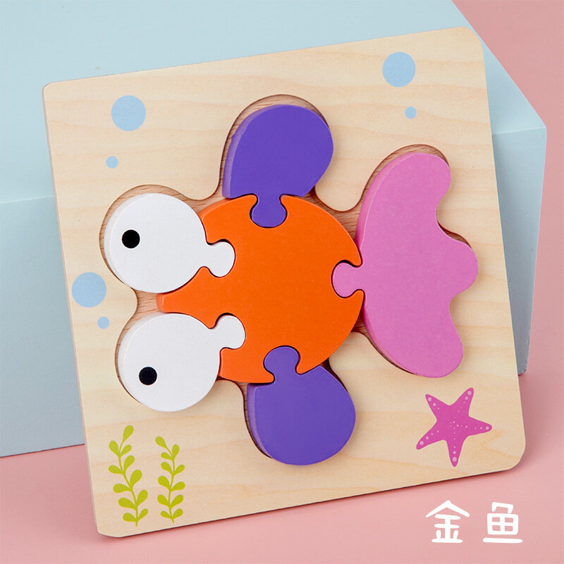 Puzzle tridimensionnel en bois avec 32 styles d'animaux pour bébés, jouet éducatif de construction, éducation de la petite enfance, Y007