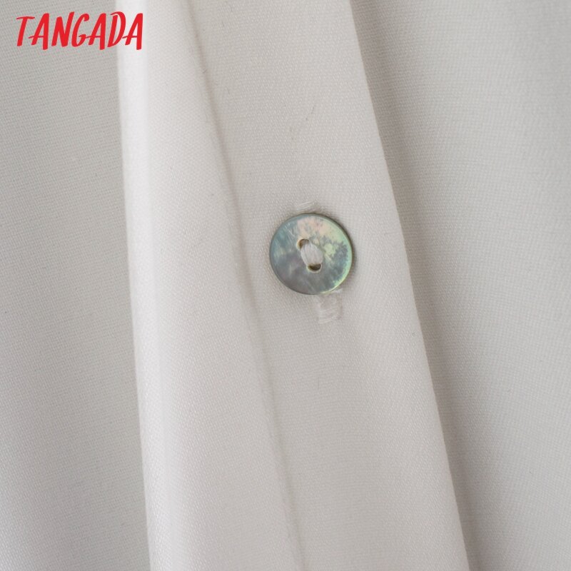 Tangada – chemise blanche à manches longues pour femmes, couleur unie, élégante, pour le bureau, CE136