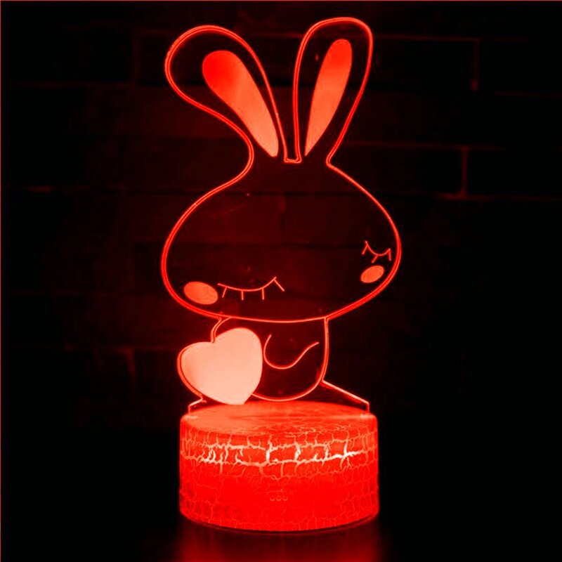 Creative cute animal kawaii rabbit figurine model toy 3D night light creative Christmas gift LED table lamp atmosphere light