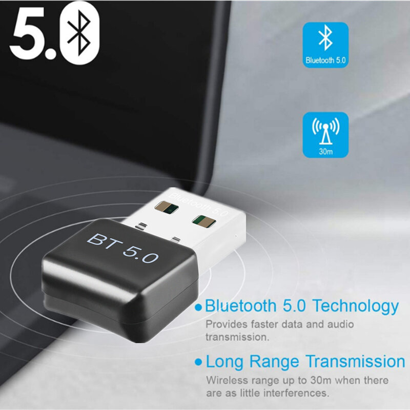 Adaptateur USB sans fil Bluetooth 5.0 pour ordinateur, Dongle USB, adaptateur PC, récepteur émetteur