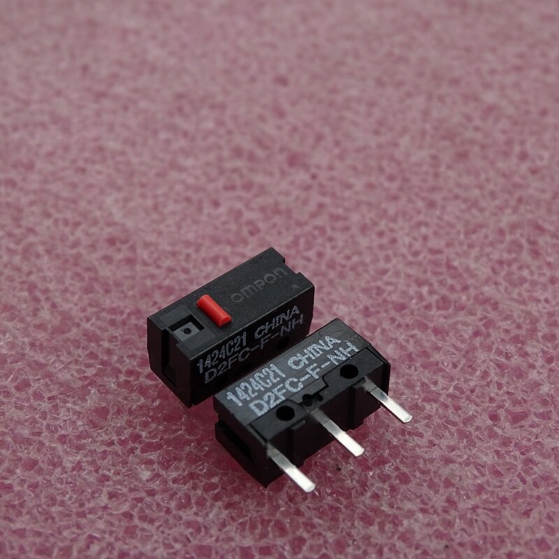 Microinterruptor de ratón D2FC-F-N, punto rojo, 10 millones de clics, botón de ratón de por vida, 5 uds., U1JA