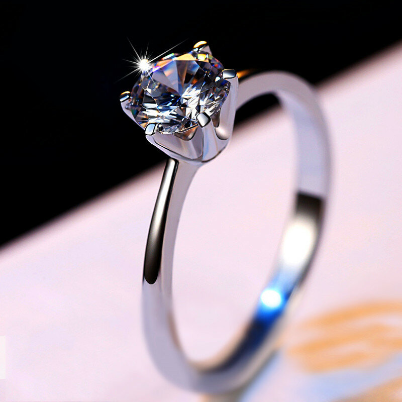 90% fora de luxo feminino pequeno laboratório diamante anel real 925 prata esterlina noivado anel solitaire anéis de casamento para mulher