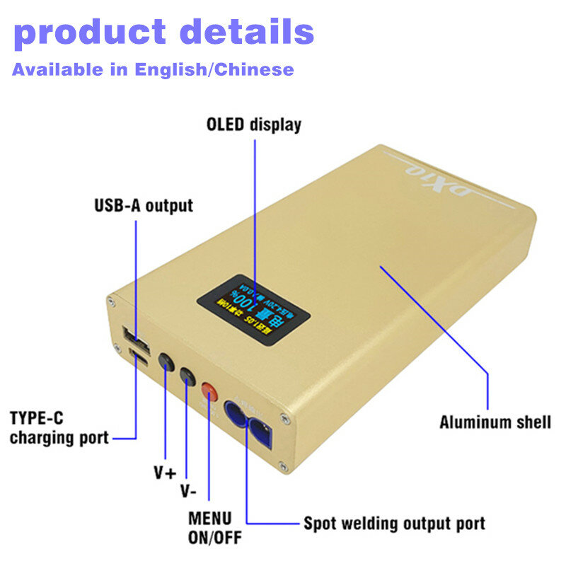 Портативный мини батарея Сварочный аппарат точечной сварки накопленной энергией OLED цветной экран сенсорный сварочный электрод литиевая б...