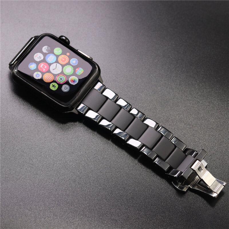 Keramik Sandgestrahlt Matte Sport Strap Für Apple Uhr Serie 6 5 Iwatch 7 Se 42mm 45mm 41mm 44mm Uhrenarmbänder Armband Armband