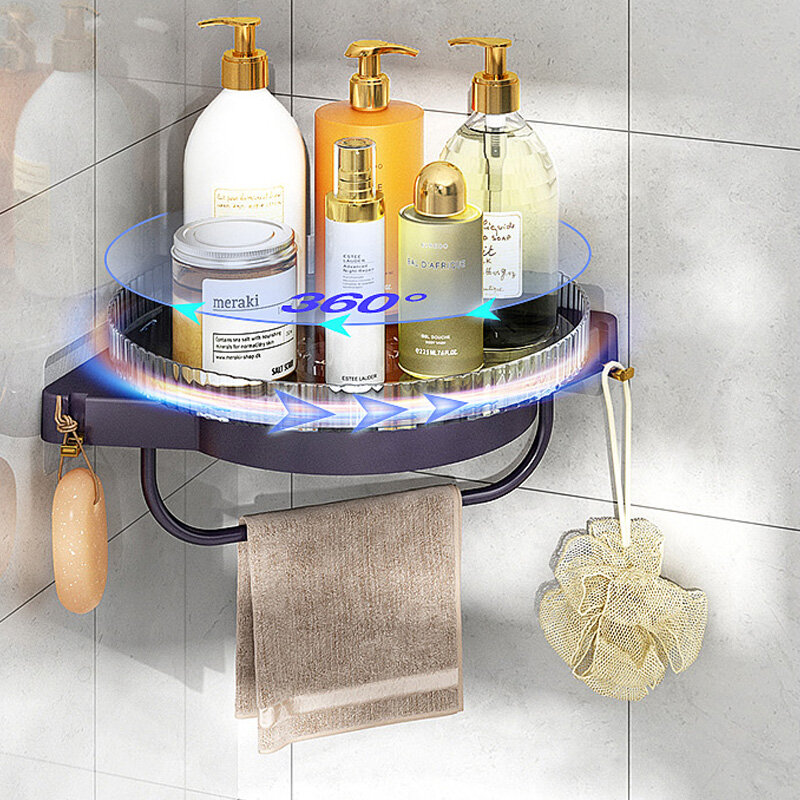 Joybos rack de banheiro canto rotativo prateleira rack organizador do banheiro prateleira shampoo cosméticos armazenamento acessórios do banheiro