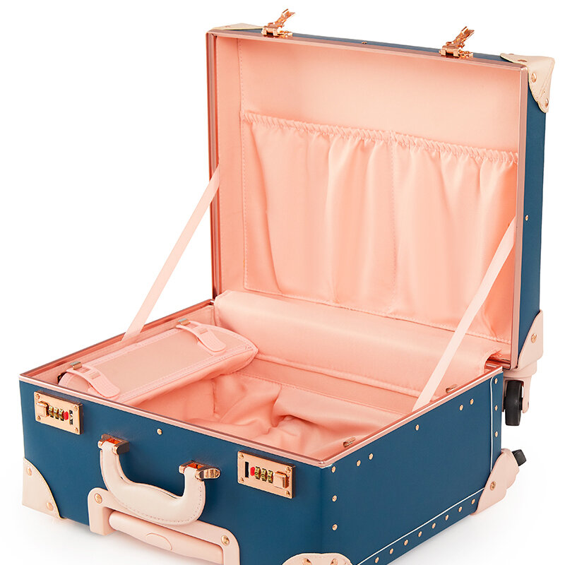 Retro 2-walizka 16 cal walizka bagażowa PU dyszla Rolling Carry na torba na bagaż pokrowiec na wózek walizka podróżna koła
