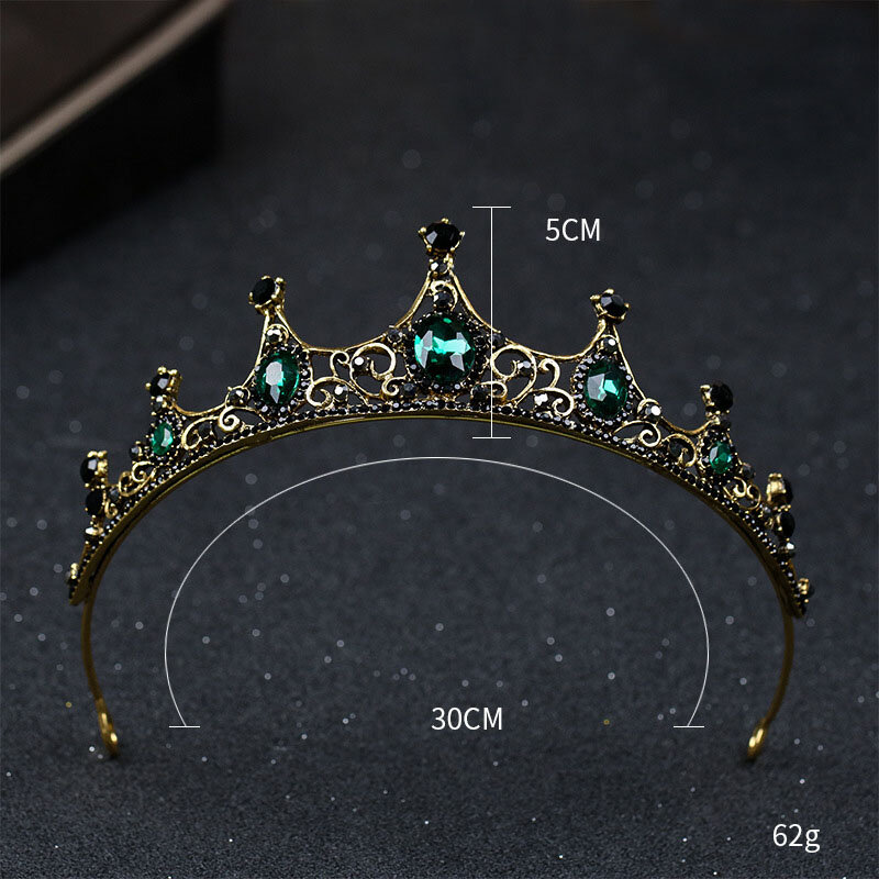 Diadèmes et couronnes en cristal vert, Style Baroque Vintage, couvre-chef de mariée mariée, bijoux de cheveux pour fête de mariage