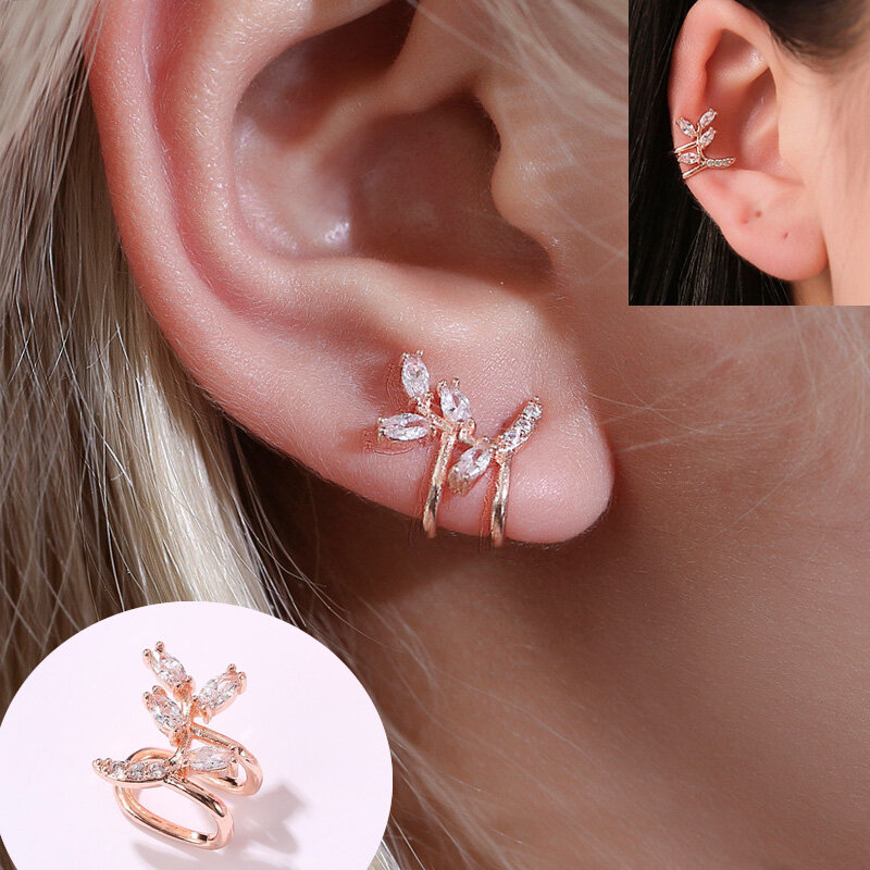 ZYZQ – boucles d'oreilles romantiques pour femmes, sans Piercing, accessoires en forme de feuille, tendance, cadeau, vente en gros, bijoux féminins