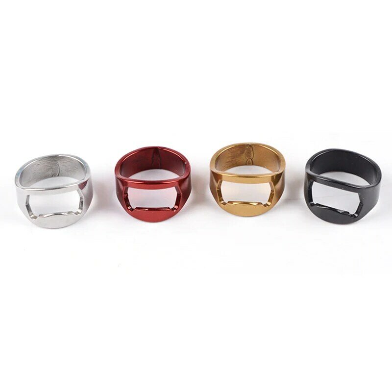 Abridor de minibotella de acero inoxidable en 4 colores, con anillo en forma de anillo, para cerveza, utensilios de cocina