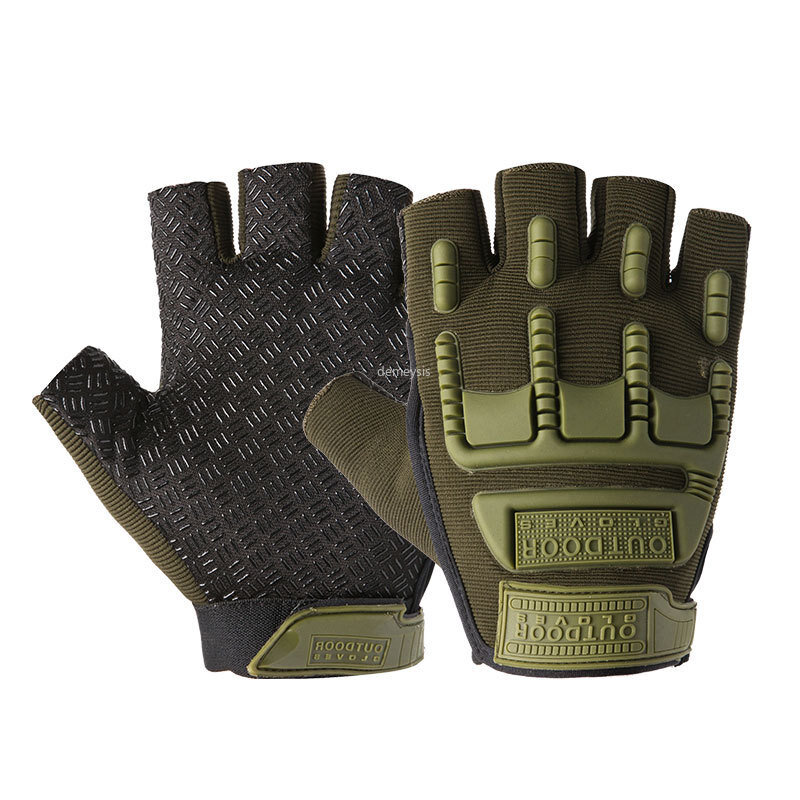 Guantes Airsoft militares de camuflaje, de combate táctico, medio dedo, para senderismo, caza, tiro, antideslizantes