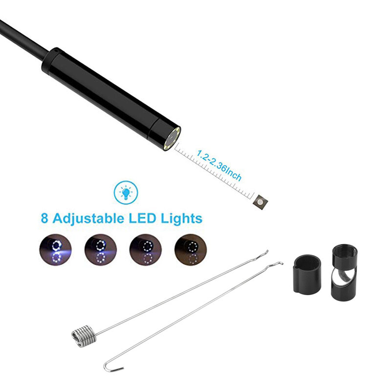 Caméra endoscope USB-C 1200P 8mm 1M 2M 5M câble souple USB endoscope endoscope caméra d'inspection pour Android Smartphone Windows