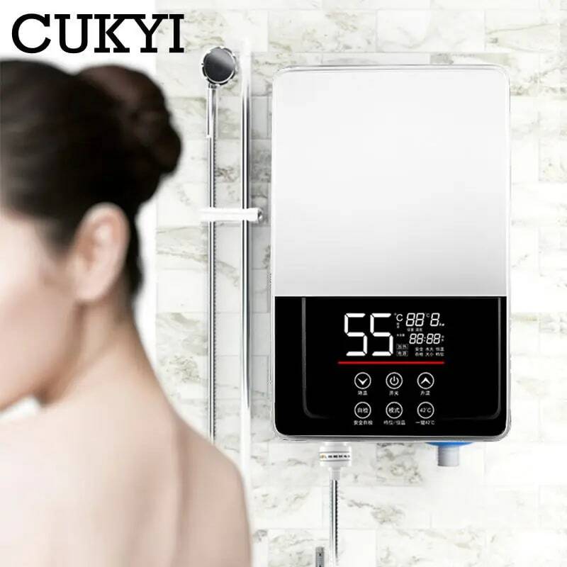 Cukyi aquecedor de água termostática elétrica 7000w controle remoto aquecimento instantâneo à prova dwaterproof água tankless aquecedor de água para banho de chuveiro