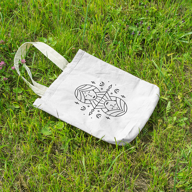 Creativo de estilo Simple de la bolsa de lona doce constelaciones bolsa coreanos para chica bolsa de hombro de moda bolsa de compra de alimentos bolsa de almacenamiento