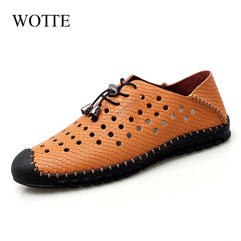 Wotte novo verão causal sapatos homens mocassins de couro sapatos de condução sapatos de qualidade apartamentos para homem tamanho 38-48 mocassin homme