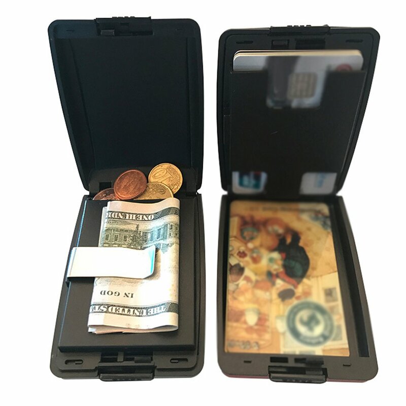 1 Pc Men Aluminum Bank Card Holder Blocking Hard Case Wallet Solid Credit Card Anti-rfid Scanning Protect Card Holder Box Casual
