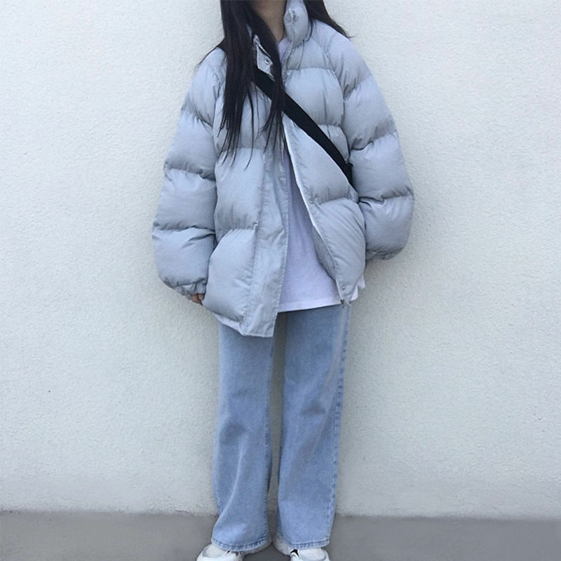 Para baixo estilo casaco de algodão 2021 novo estilo coreano acolchoado ins hong kong solto feminino curto estudante