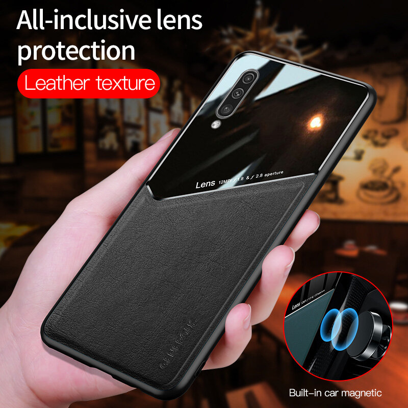 Voor Samsung S10 Case Luxe Lederen Plexiglas Case Voor Samsung Galaxy S8 S9 S10 Plus Spiegel Organisch Glas Cover