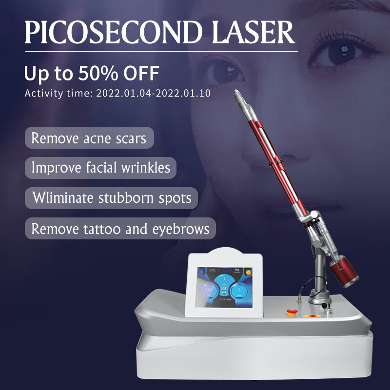 Portable Picosecond Laser Tattoo Removal Machine Honeycomb 1064nm 755nm 532nm Q Switched Pico Laser Machine