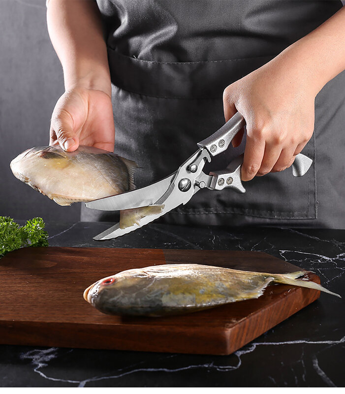 Aço inoxidável multi-função poderosa tesoura de cozinha frango osso marisco cozinhar tesoura faca de peixe pato cortador tesouras