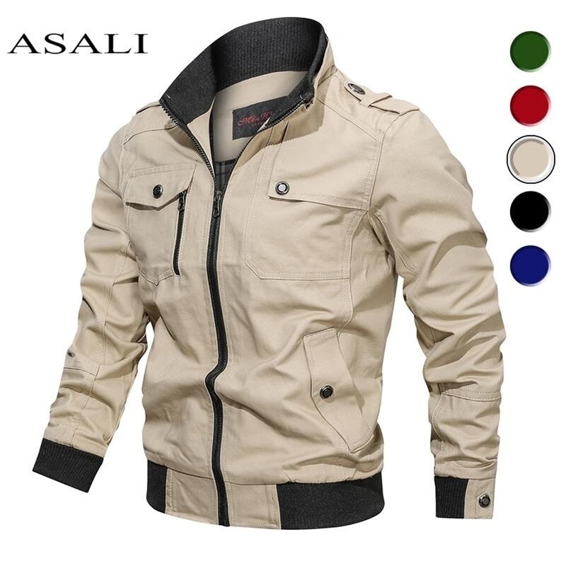 Jaqueta militar masculina de algodão, casaco corta-vento de piloto e exército, primavera e outono, roupas masculinas, 2021