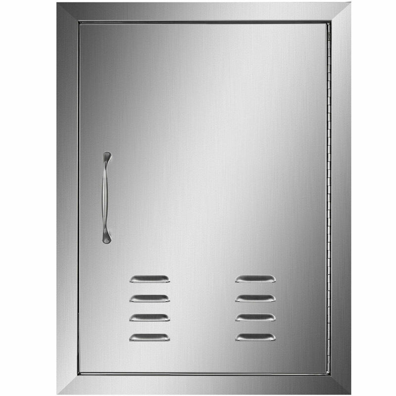 Vevor Single/Double BBQ Island Vent Door Stainless Steel Handle Storage Cabinet Durable Magnetic Door F Outside Kitchen Exposure