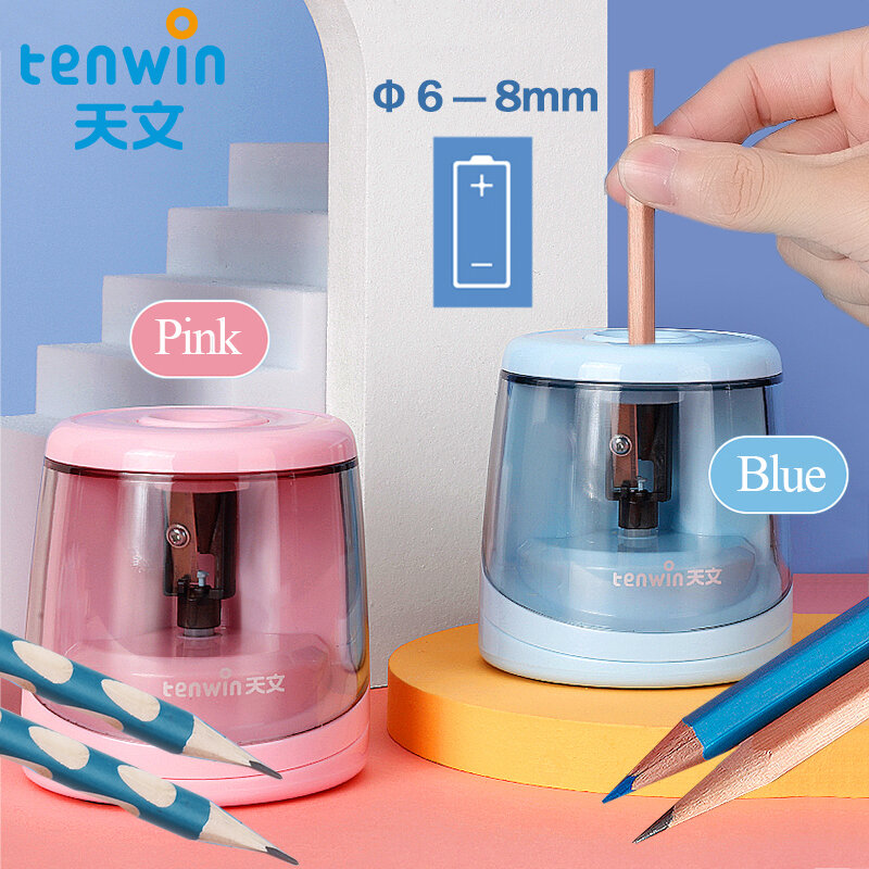 Tenwin-sacapuntas eléctrico con batería 8032, sacapuntas automático para lápices de 6-8mm y lápices de colores, papelería escolar