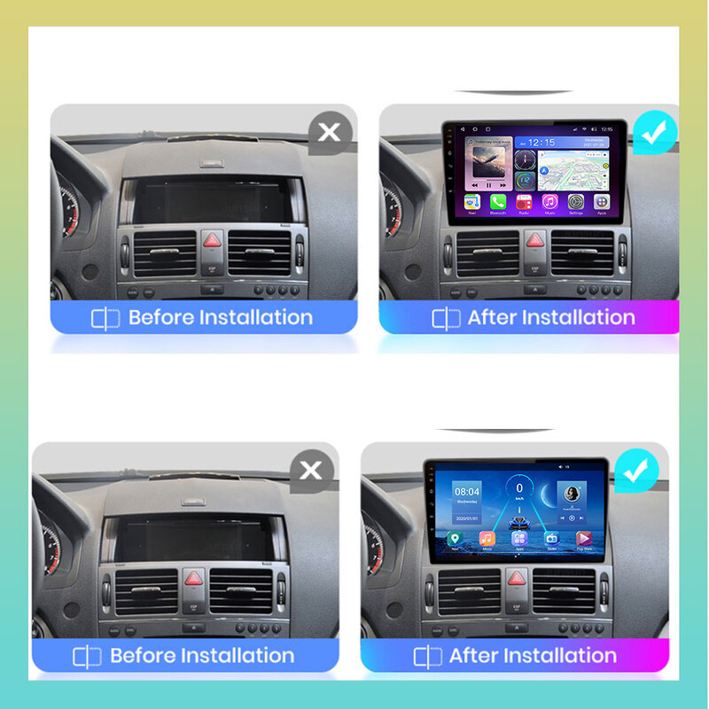 JUSTNAVI dla Mercedes Benz C klasa W204 S204 2007-2014 Radio samochodowe z androidem multimedialny odtwarzacz DVD nawigacja Stereo GPS 2din Audio