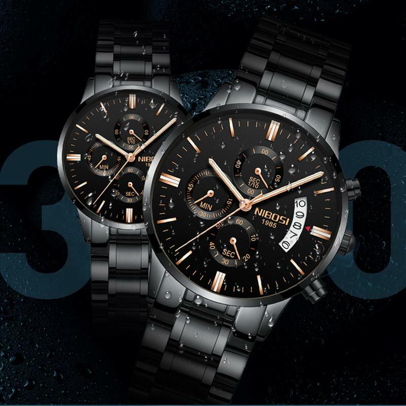 ที่ดีที่สุดคู่ใหม่ NIBOSI Steel Band Quartz นาฬิกาผู้ชายและนาฬิกาผู้หญิงแฟชั่นนาฬิกาผู้หญิงนาฬิกา