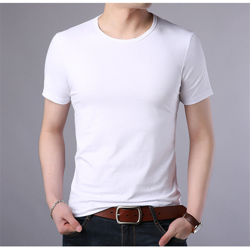 Camiseta de manga corta para hombre, 1 novedad de verano, versión coreana del algodón, cuello redondo, X1NMA12