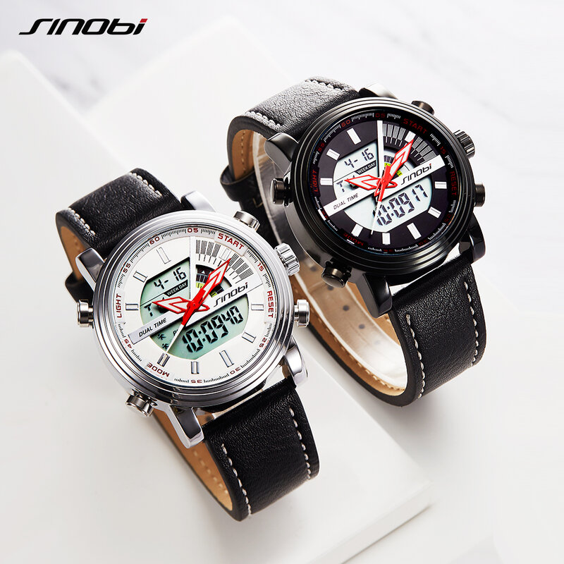 Relógios masculinos marca superior de luxo duplo movimento quartzo digital relógio de pulso relógios desportivos luminoso masculino relógio relogio masculino