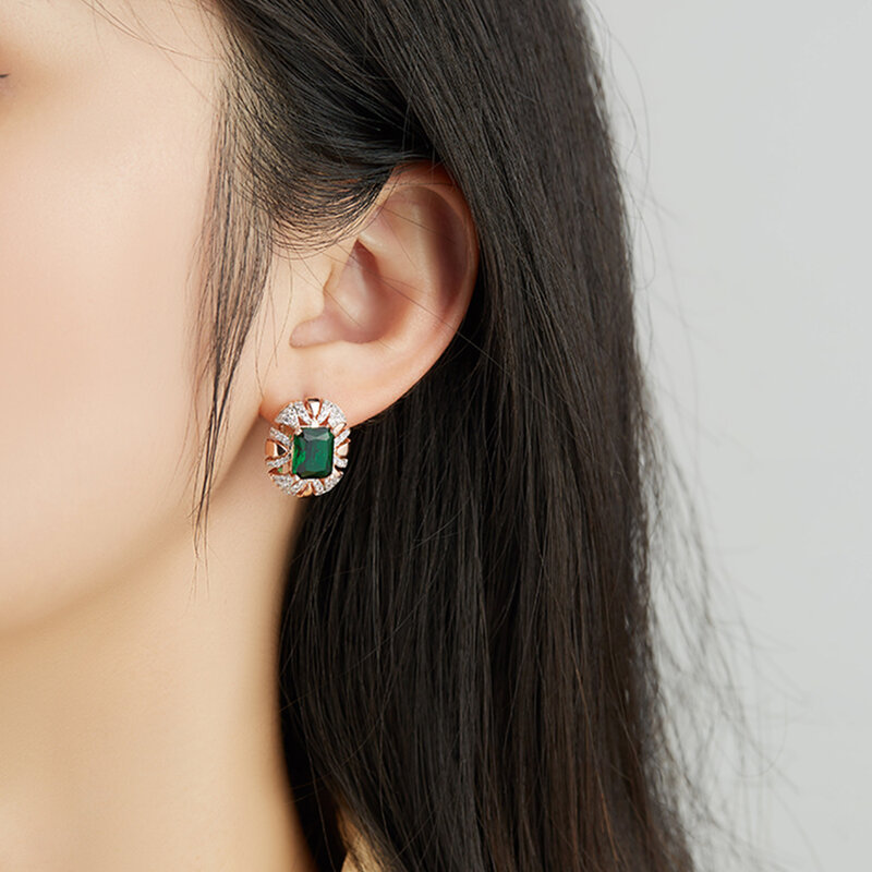 Boucles d'oreilles colorées en Zircon pour femmes, guirlande ovale carrée à géométrie, cadeau romantique doux, accessoires fins