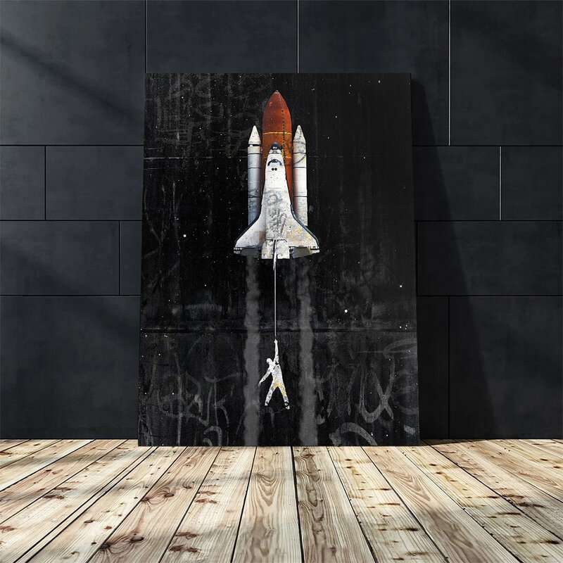 Астронавт предел пространства картина маслом холст картина домашний космический завод граффити современное уличное искусство ракета худо...