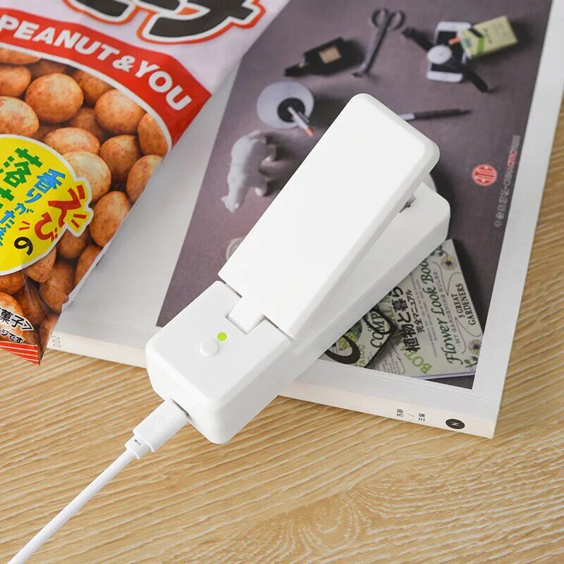 Sigillatore a pressione manuale USB per uso domestico clip per sacchetti facili Mini risigillatore portatile sacchetto di plastica a doppio scopo termosigillatrice