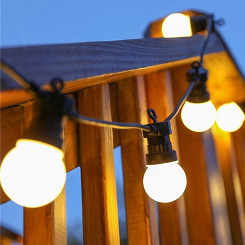 Tira de luces LED con forma de globo para interiores y exteriores, tira de luz LED de 6M con 20 bombillas Vintage transparentes para colgar paraguas, iluminación de Patio, enchufe europeo y estadounidense