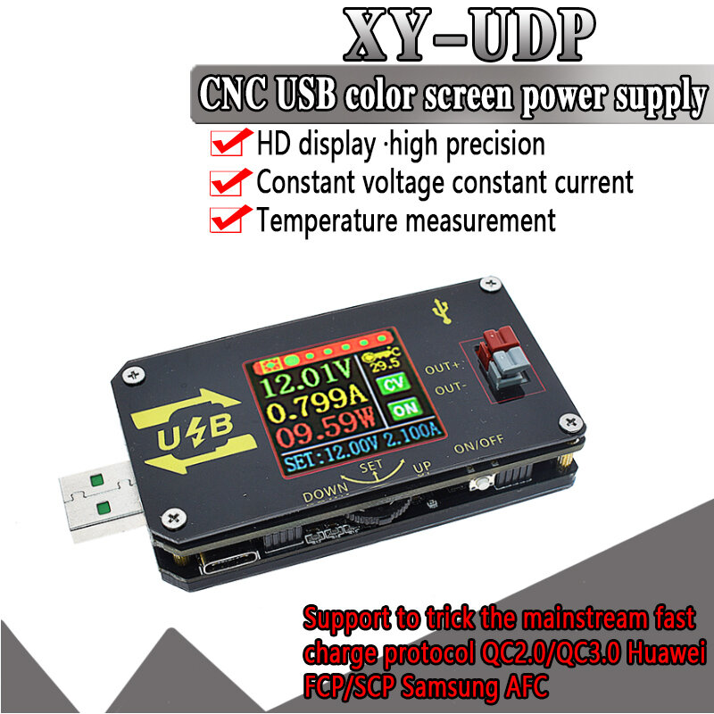 XY-UDP 15W Digital USB Conversor CC CV 0.6-30 DC-DC V 5V 9V 12V 24V 2A Módulo De Potência Desktop Ajustável fonte de alimentação Regulada