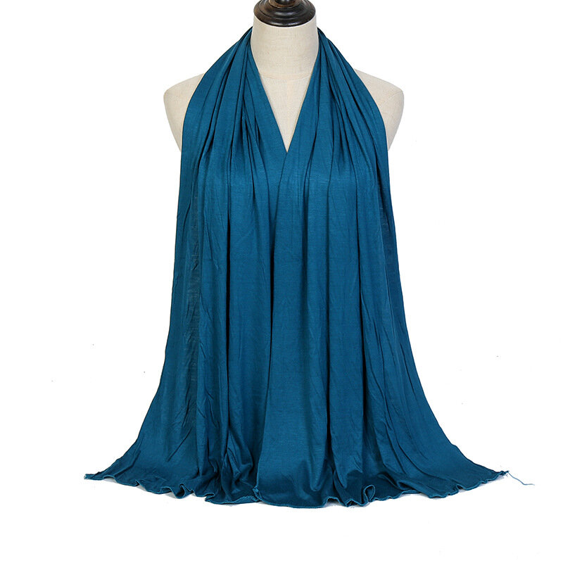H801 jersey di cotone morbido tinta unita sciarpa lunga musulmana foulard modale scialle hijab islamico copricapo rettangolare arabo