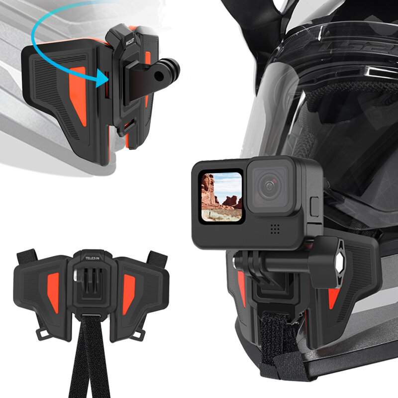 Soporte plegable con correa para casco de motocicleta, accesorios de cámara para Gopro Hero 9, 8, 7, 6, Insta360