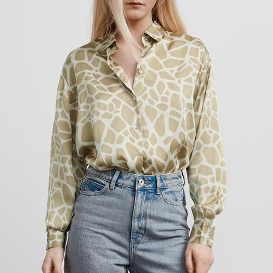 Camicette allentate con stampa leopardata di moda camicie da donna a maniche lunghe con risvolto Vintage da donna Blusas Chic top