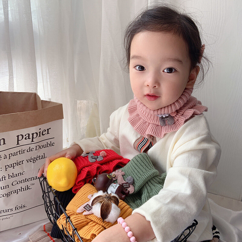 Dzieci zima śliczne ciepłe dzianiny wełniany sweter szalik chłopiec dziewczyna maluch dziecko Korea moda stałe Jersey koło szaliki pierścień dzieci