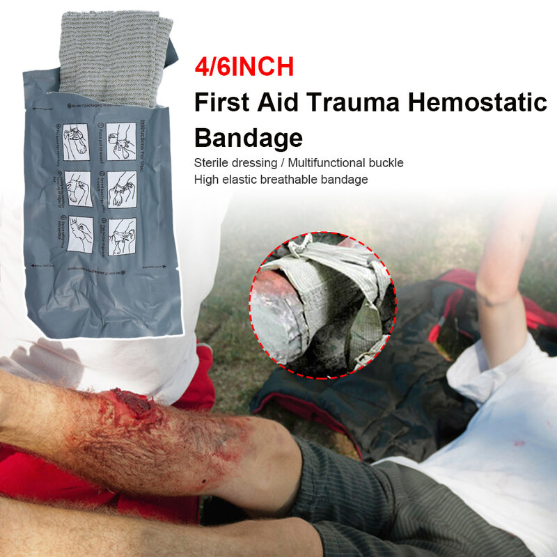 Hot Sale! 1pc 4 Inches Madicare Israeli Bandage Trauma Dressing, First Aid, Medical Compression Bandage, Emergency Bandage