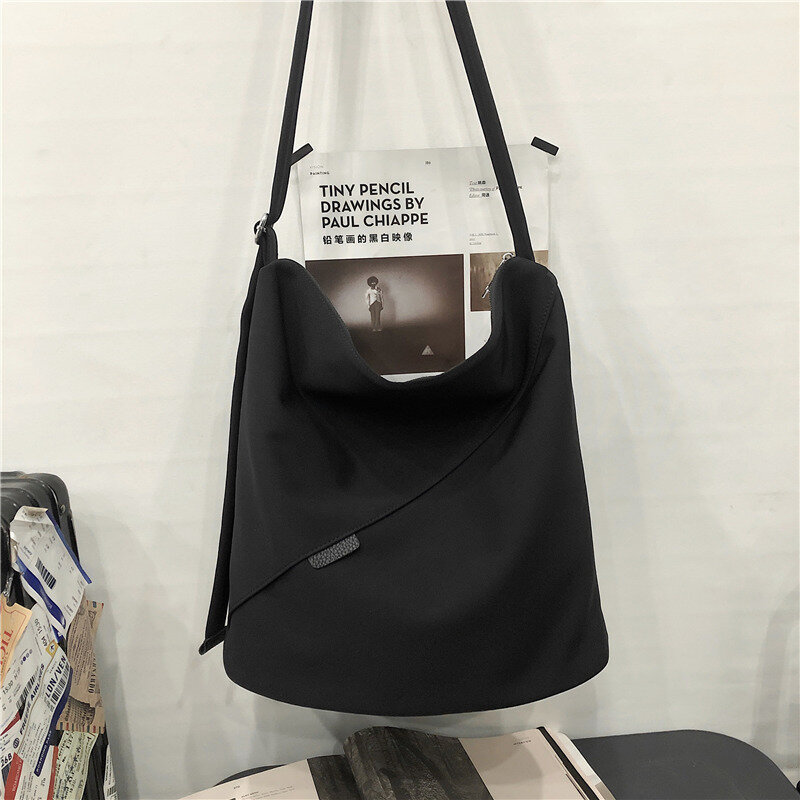 Versione coreana dell'originale ulzzang borsa messenger per studenti di grande capacità borsa a tracolla semplice ins borsa a secchiello