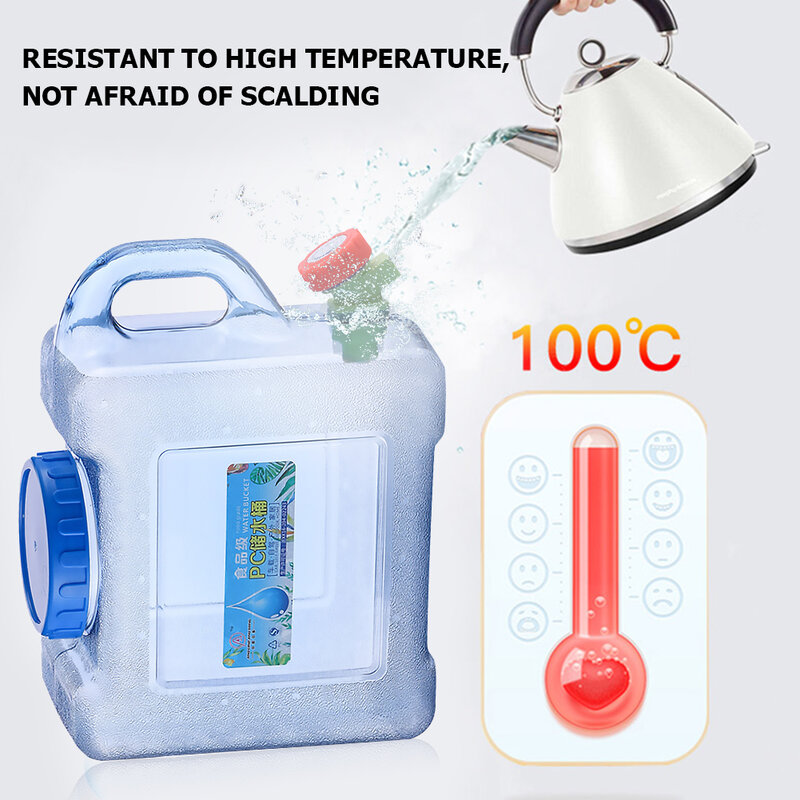 5/7.5/10/12/15/20L Capacity Outdoor Water Bucket Portable Driving Water Tank Container with Faucet for Camping Picnic Hiking