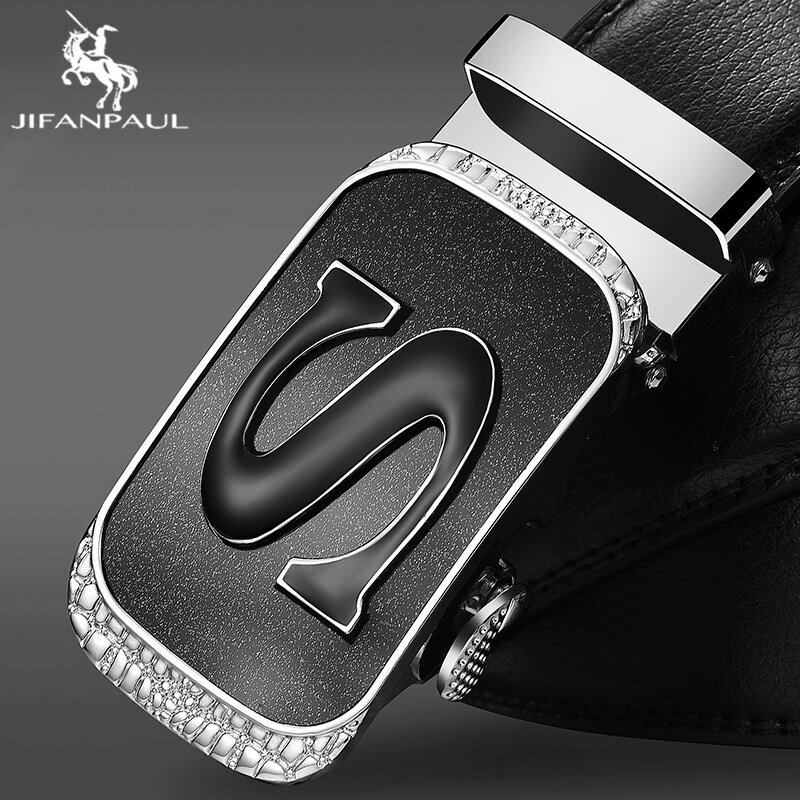 Jifanpaul fivela automática, couro grande, design de luxo, cinto masculino, clássico, marca superior, cinto de couro zdc17